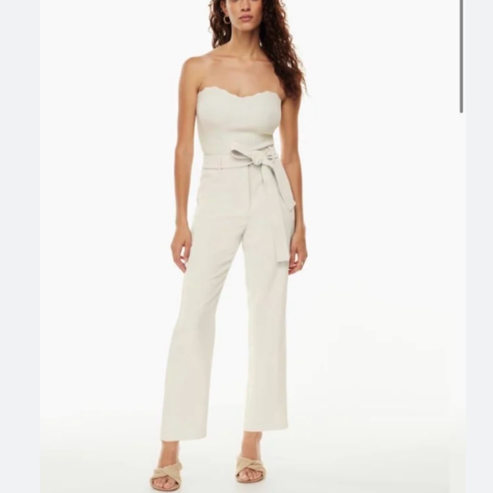 Aritzia Wilfred Tie-Front Pants in Matte Pearl, Size 2